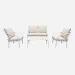 Gartenmöbelset aus Metall 4 Plätze, weiß mit beigefarbenen Kissen, 1 Sofa, 2 Sessel und 1 Tisch - Messina Photo4