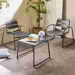 Set de jardin relax anthracite Suzana, 2 chaises 1 table d'appoint en acier Photo1