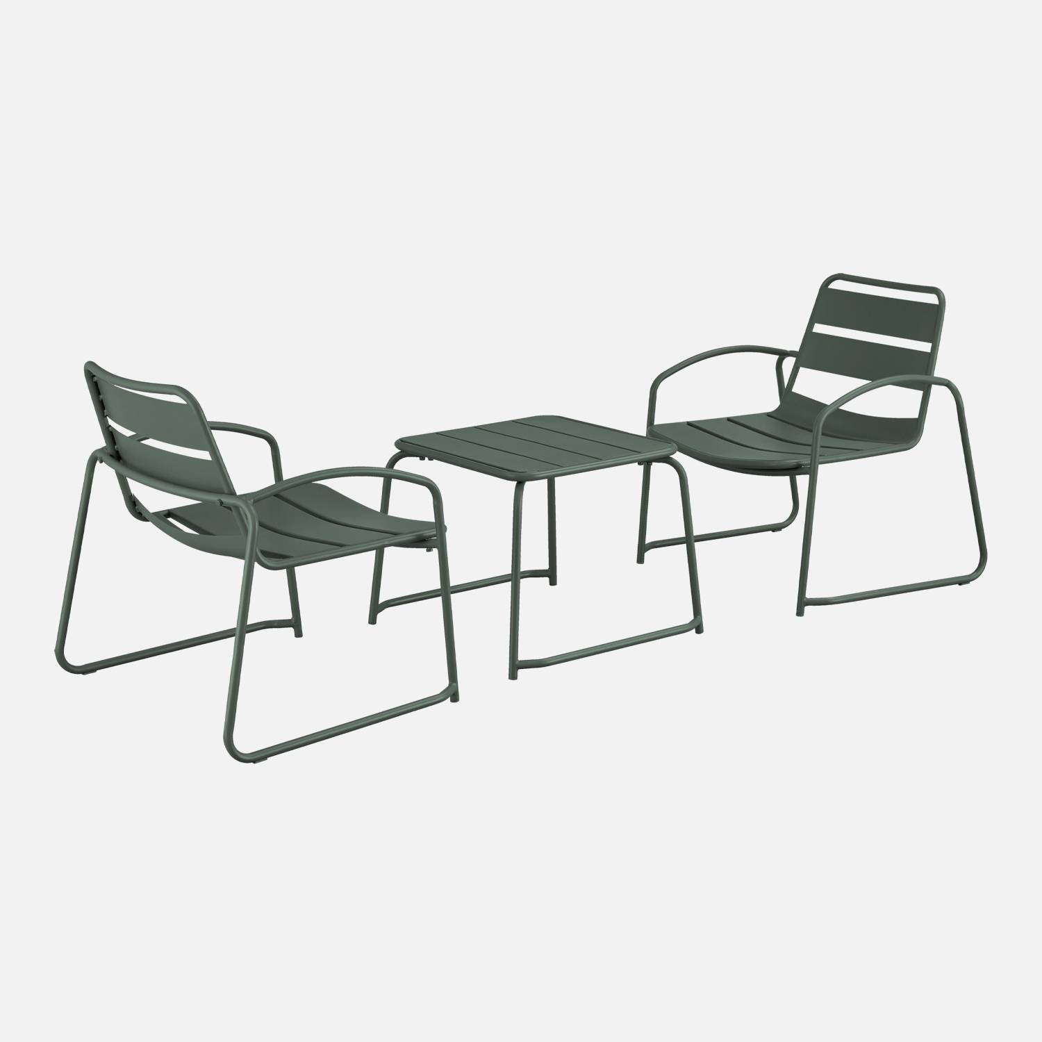Gartenset -Salbeigrün - Stahl - 2 Sessel - 1 Tisch I sweeek