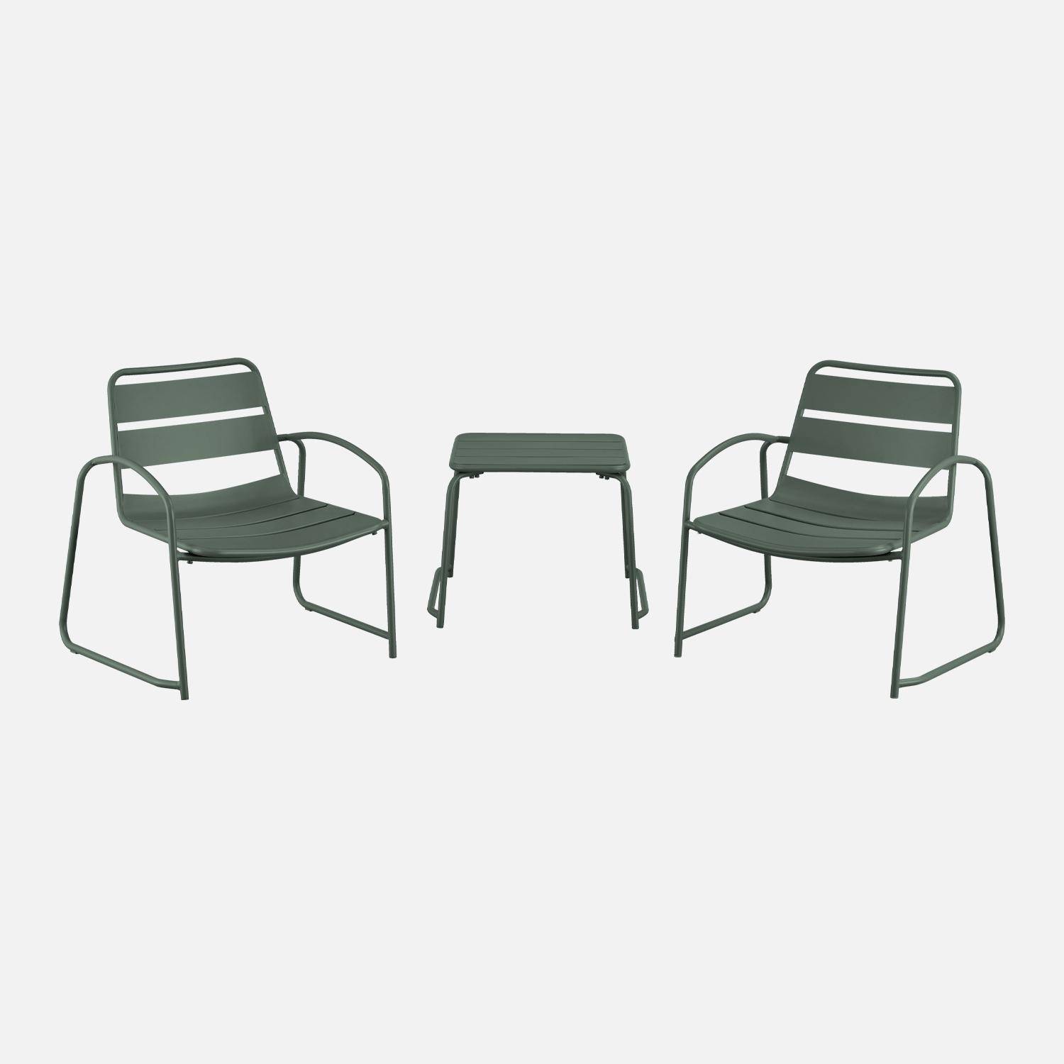 Set de jardin relax savane Suzana, 2 chaises 1 table d'appoint en acier Photo4