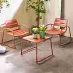 Set de jardin relax terracotta Suzana, 2 chaises 1 table d'appoint en acier Photo1
