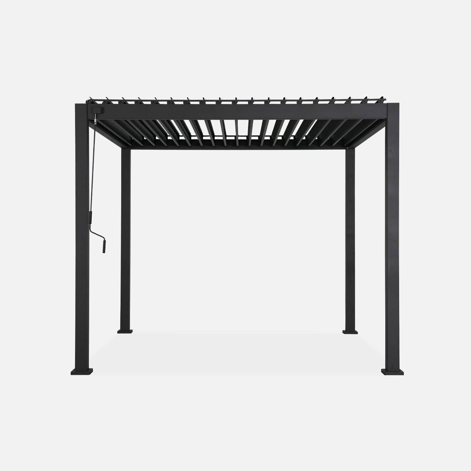 Pergola met lamellendak, aluminium antraciet, Triomphe 3x3 m verstelbare lamellen,sweeek,Photo4