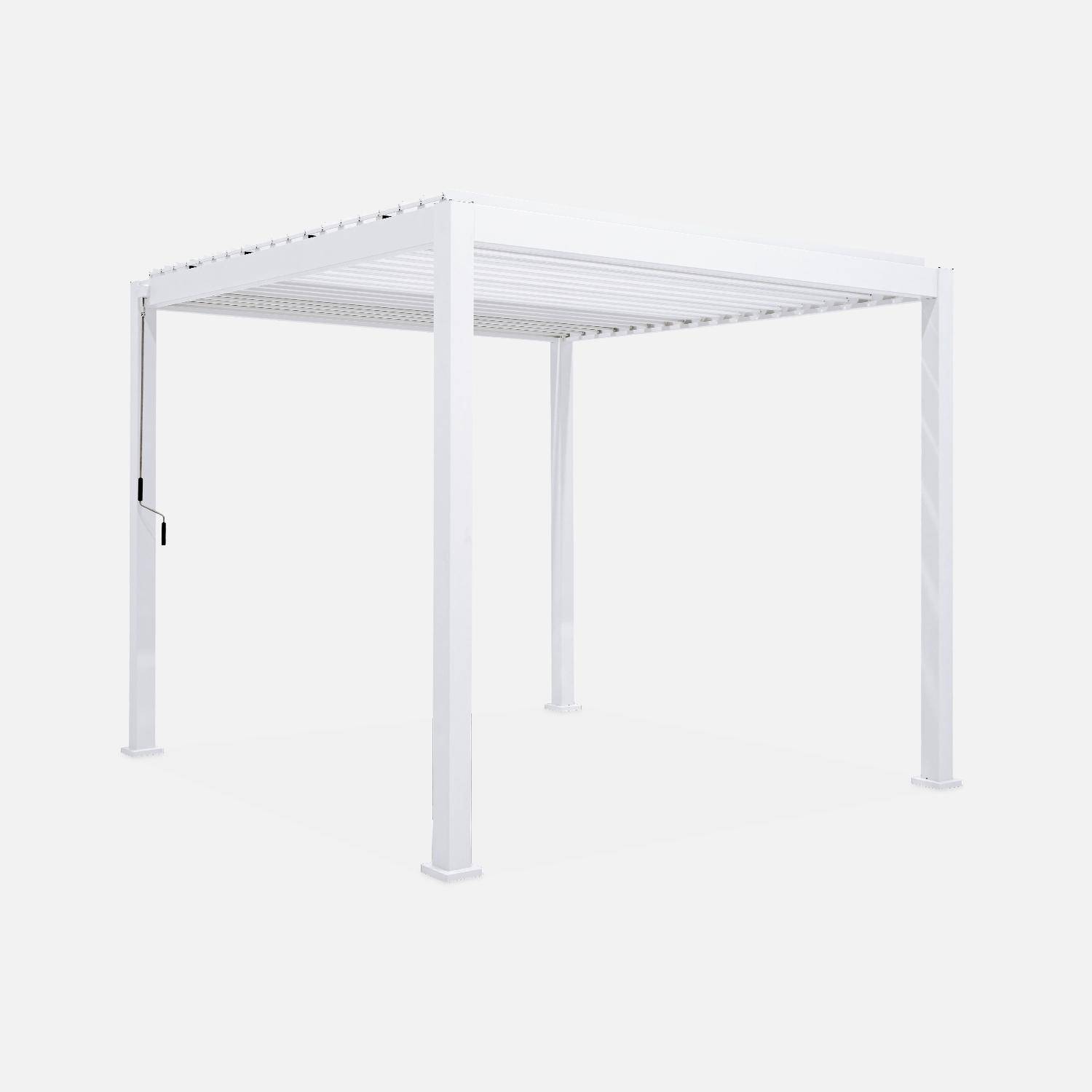 Pergola bioclimatique aluminium blanc Triomphe 3x3 m lames orientables,sweeek,Photo2