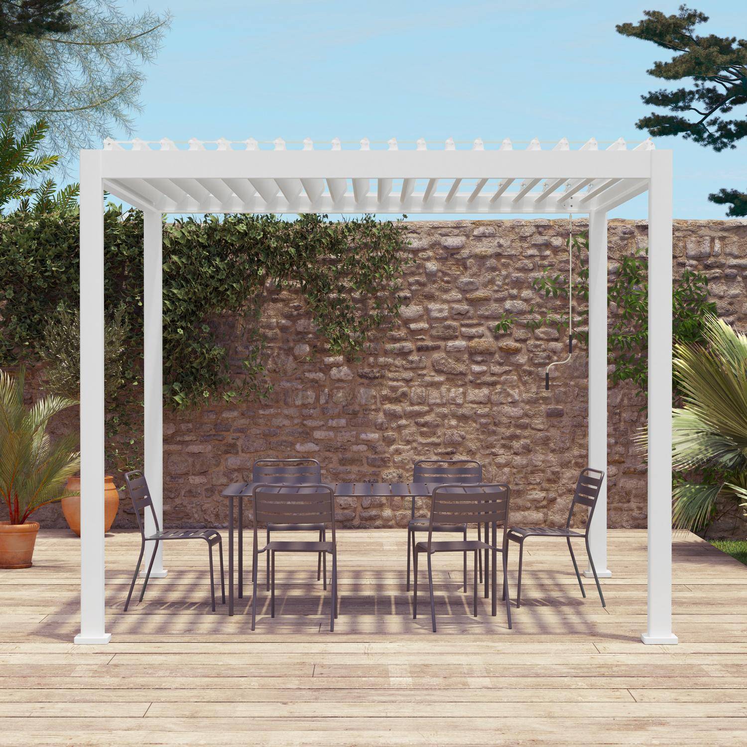 Bioclimatic white aluminium pergola Triomphe 3x3 m adjustable slats,sweeek,Photo1