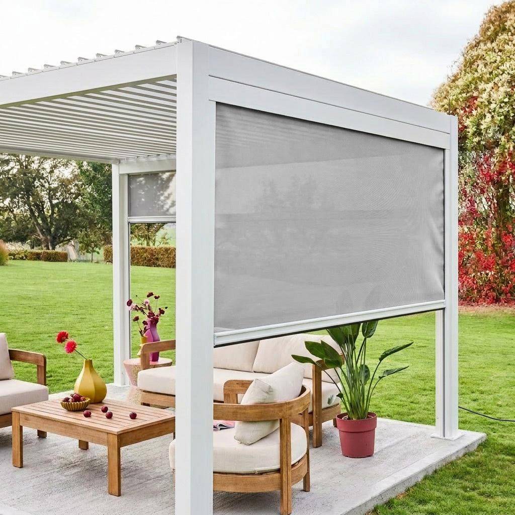 Zonnescherm van 3m voor Triomphe pergola 3x3m V2 4x3m 6x3m van aluminium en textileen wit,sweeek,Photo1