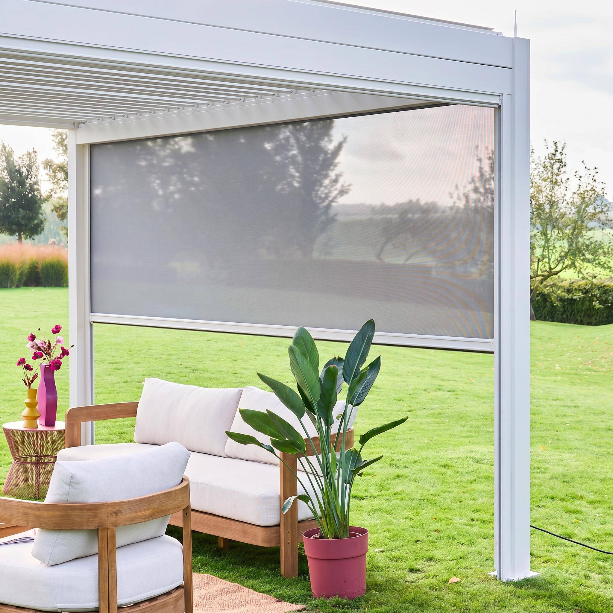 Store blanc pour pergola bioclimatique – Triomphe – 3x4 m, aluminium et textilène Photo4