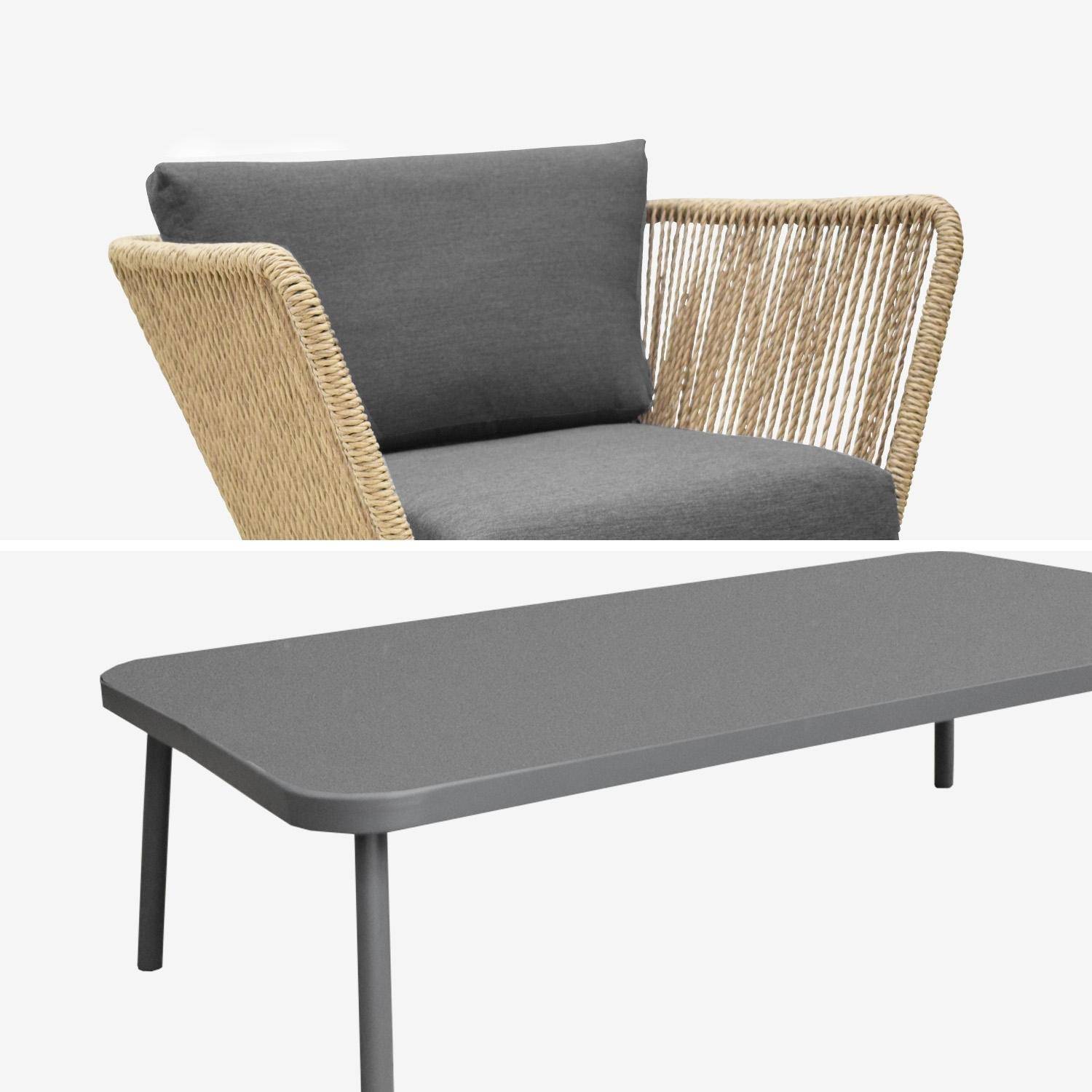 Lounge Gartenmöbelset, Kunststoffbespannung mit Rattanlook, anthrazitfarbene Kissen, 5 Personen - Singapour Photo3