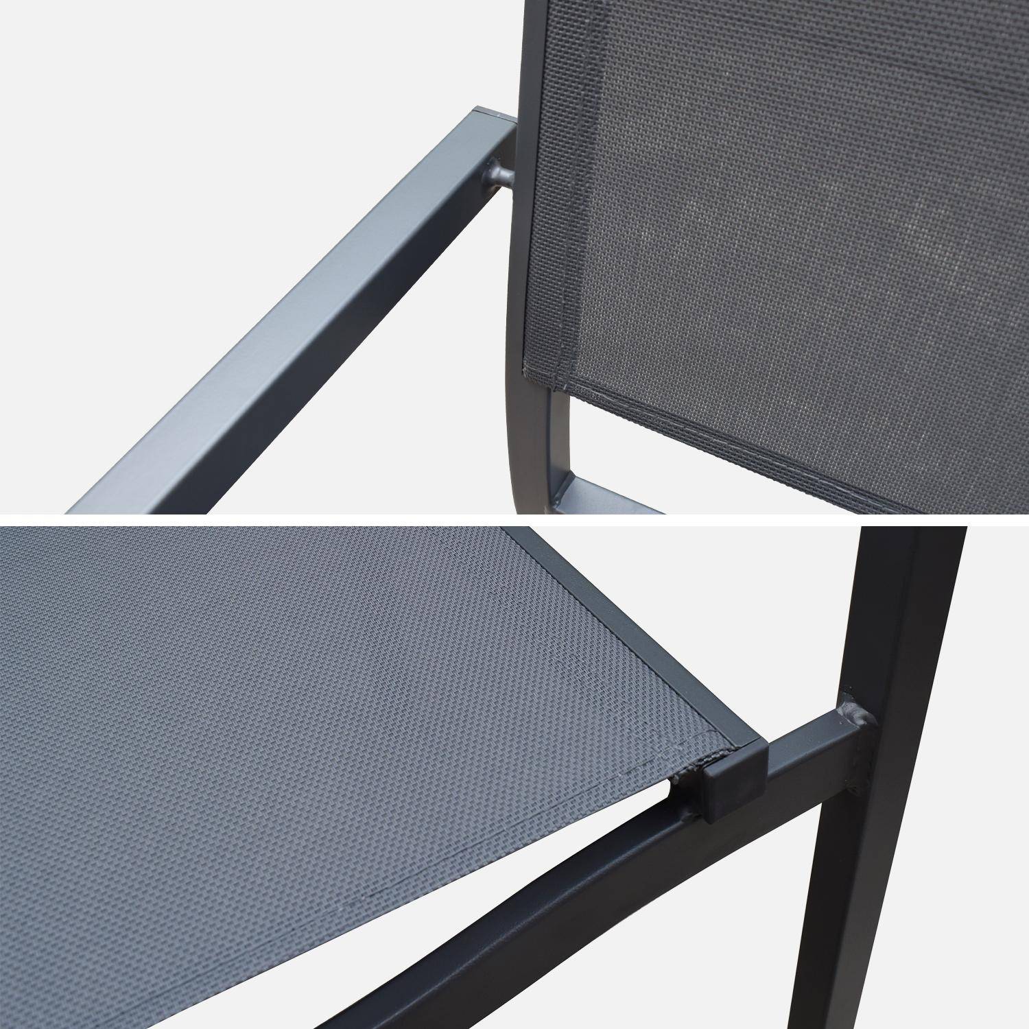 Lot de 4 chaises de jardins empilables en aluminium et textilène, anthracite  Photo4