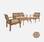 4-seater wood and cane rattan garden sofa set,  Teak colour | sweeek