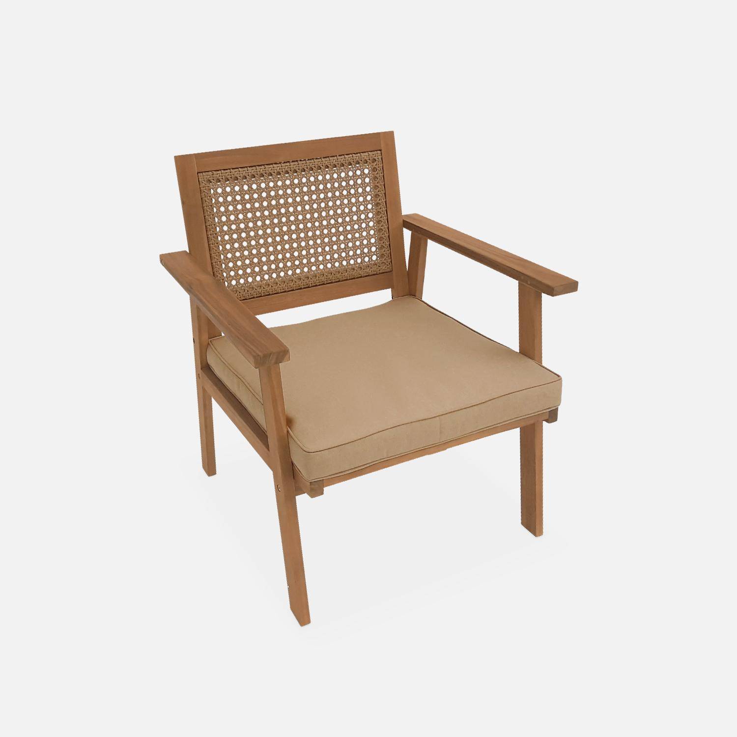 4-seater wood and cane rattan garden sofa set, Teak colour,sweeek,Photo6