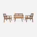 4-seater wood and cane rattan garden sofa set - Bohemia - Beige and Light brushed wood Photo4