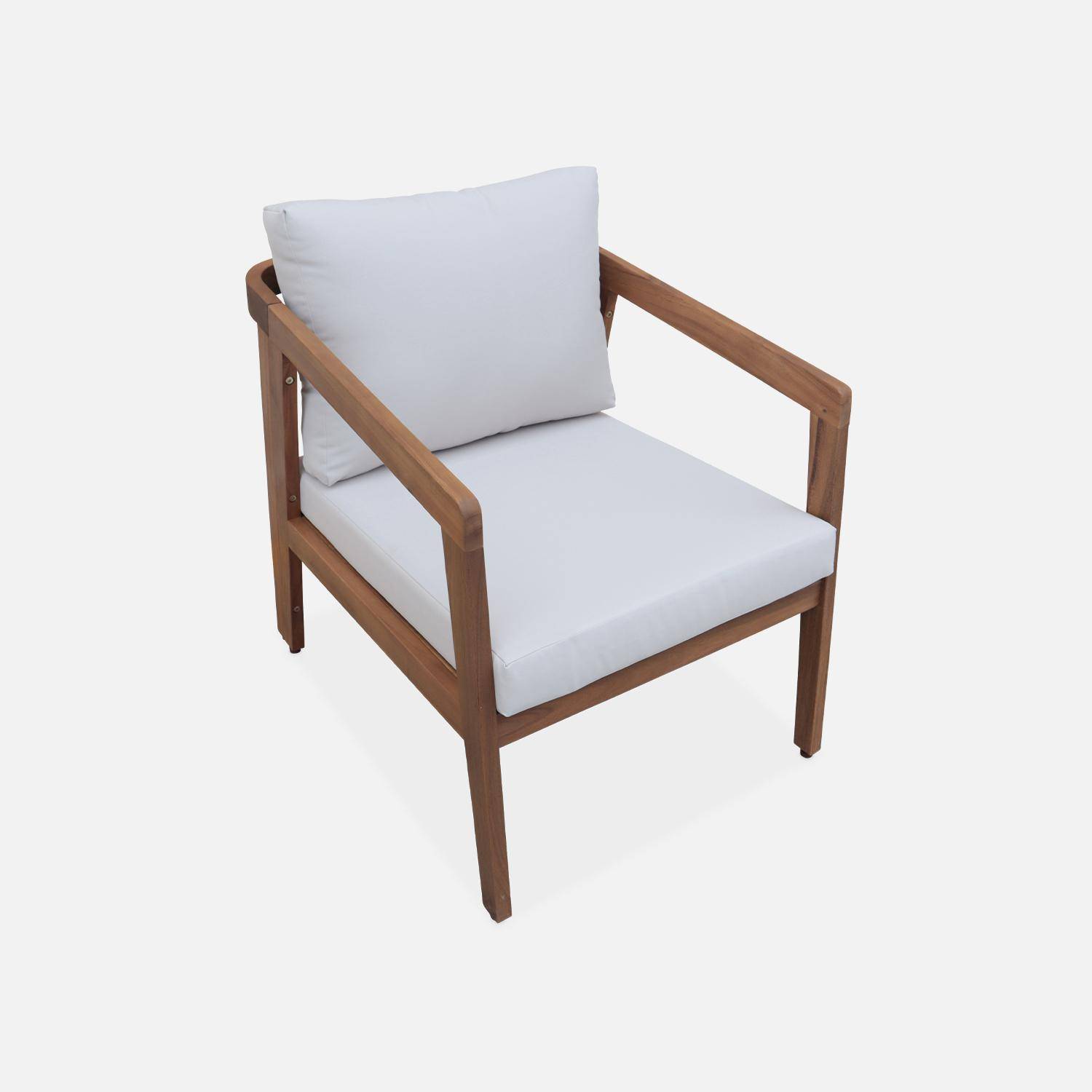 4-seater wooden garden sofa set, beige, natural acacia, 108.5 x 74.7 x 64.5cm Photo6