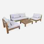 5-seater XXL wooden garden sofa set with brushed and bleached wood finish – Bahia – Beige Photo4