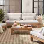 5-seater XXL wooden garden sofa set with brushed and bleached wood finish – Bahia – Beige Photo3
