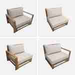 5-seater wooden garden sofa, armchairs and coffee table in acacia wood, Beige, Mendoza Photo3