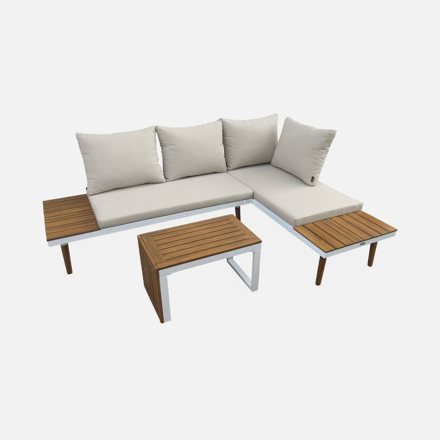 4-Seater modular Garden Lounge Set: Aluminium and Acacia Blend | sweeek