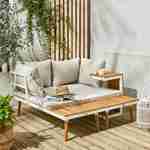 4-Seater modular Garden Lounge Set: Aluminium and Acacia Blend, white Photo4