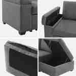 Canapé d'angle gauche convertible, 3 places en tissu gris foncé avec pouf Photo10