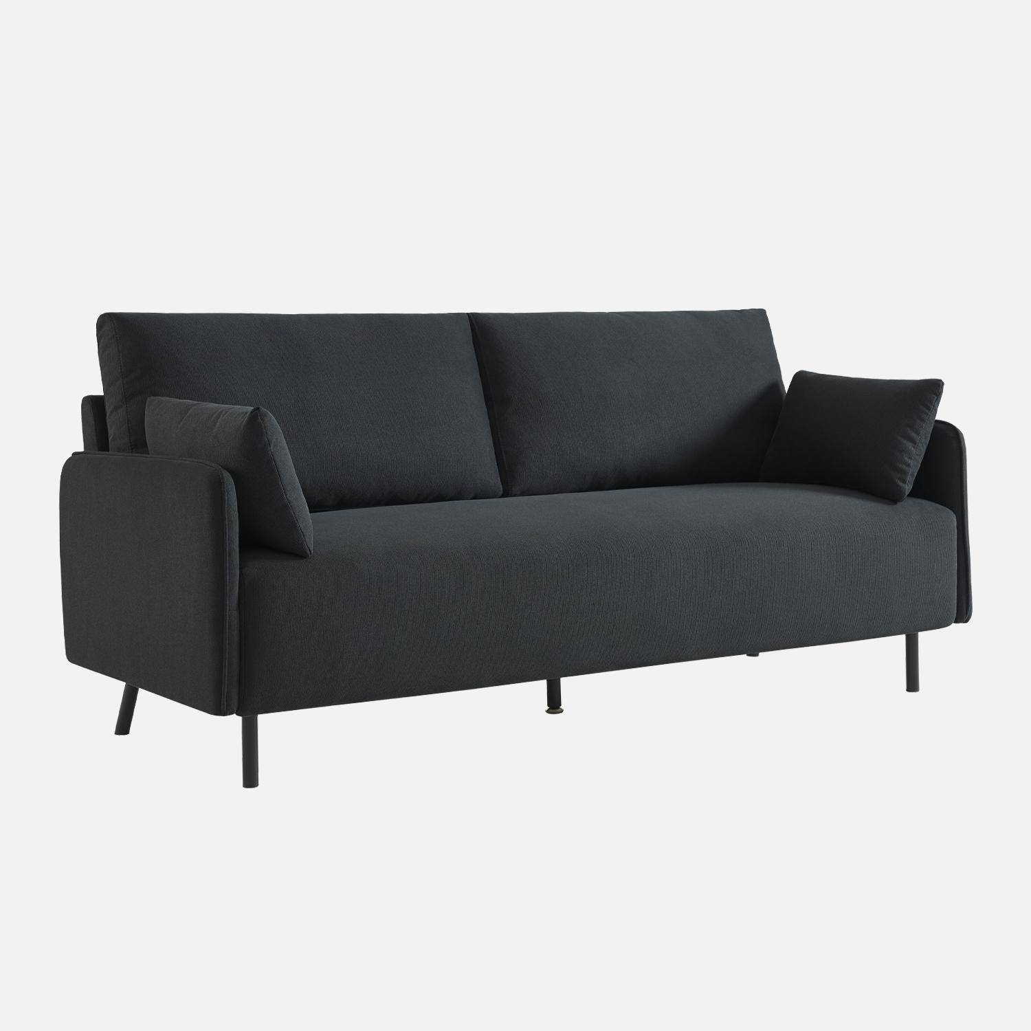  Canapé 3 places au tissu anthracite déperlant avec pieds en métal noir,sweeek,Photo3