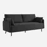  Canapé 3 places au tissu anthracite déperlant avec pieds en métal noir Photo3