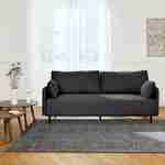  Canapé 3 places au tissu anthracite déperlant avec pieds en métal noir Photo1