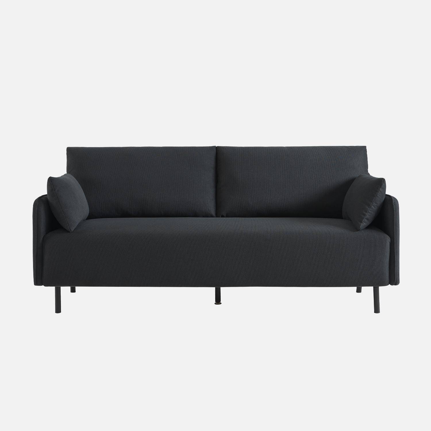  Canapé 3 places au tissu anthracite déperlant avec pieds en métal noir,sweeek,Photo4
