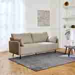  Canapé 3 places au tissu beige déperlant avec pieds en métal noir Photo2