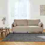  Canapé 3 places au tissu beige déperlant avec pieds en métal noir Photo1