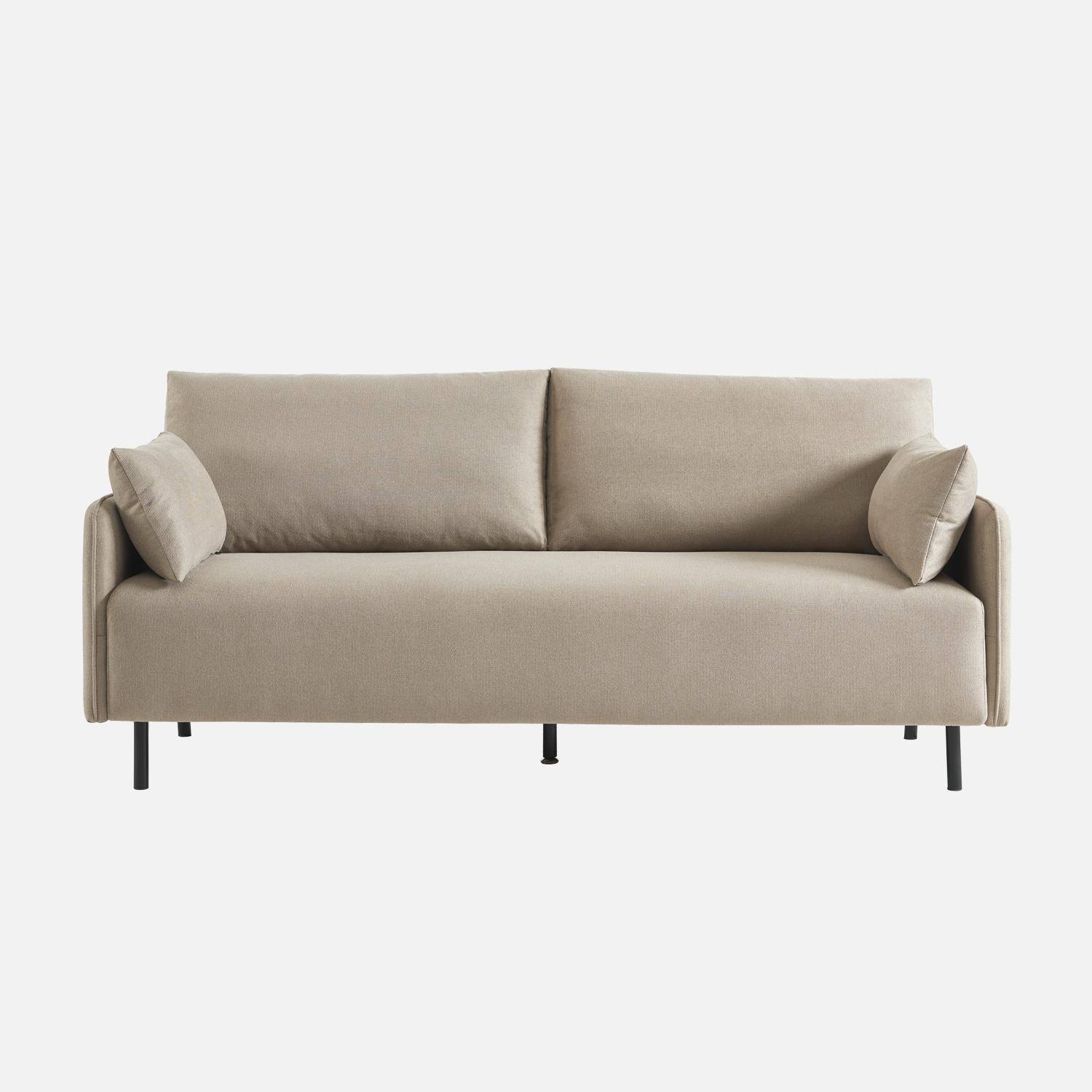  3-Sitzer-Sofa mit wasserabweisendem beigem Bezug und schwarzen Metallfüßen,sweeek,Photo4