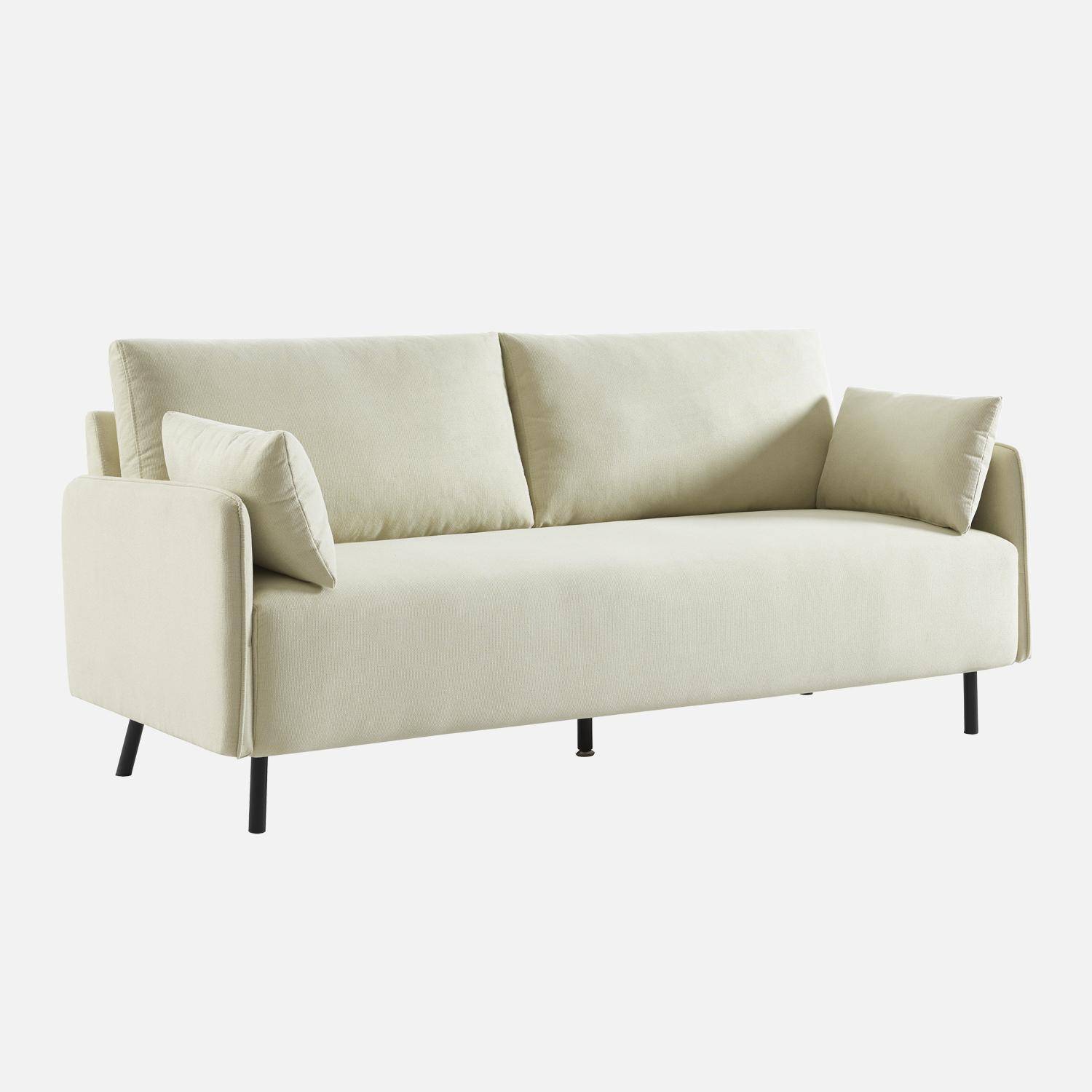 3-Sitzer-Sofa mit wasserabweisendem cremefarbenem Bezug und schwarzen Metallfüßen,sweeek,Photo4