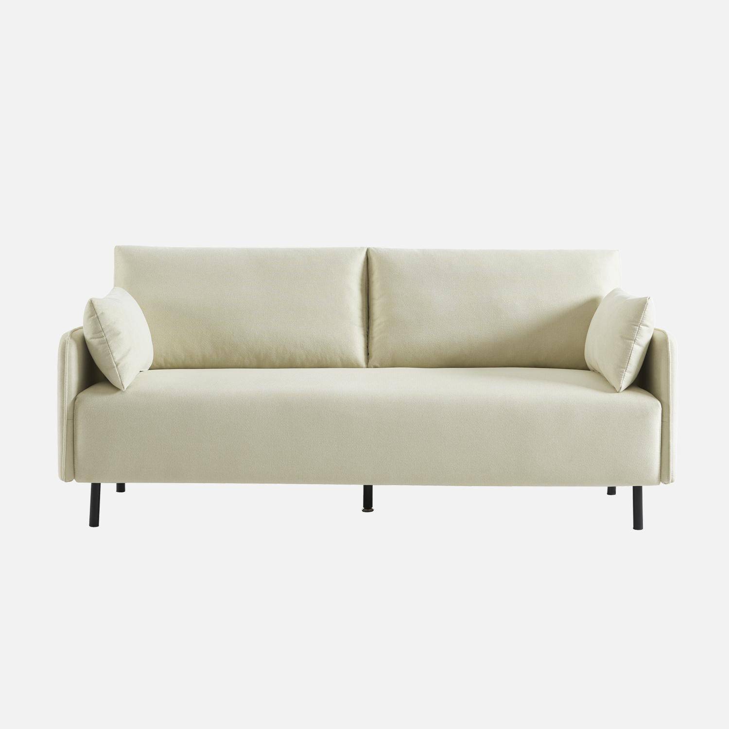  Canapé 3 places au tissu blanc crème déperlant avec pieds en métal noir Photo5
