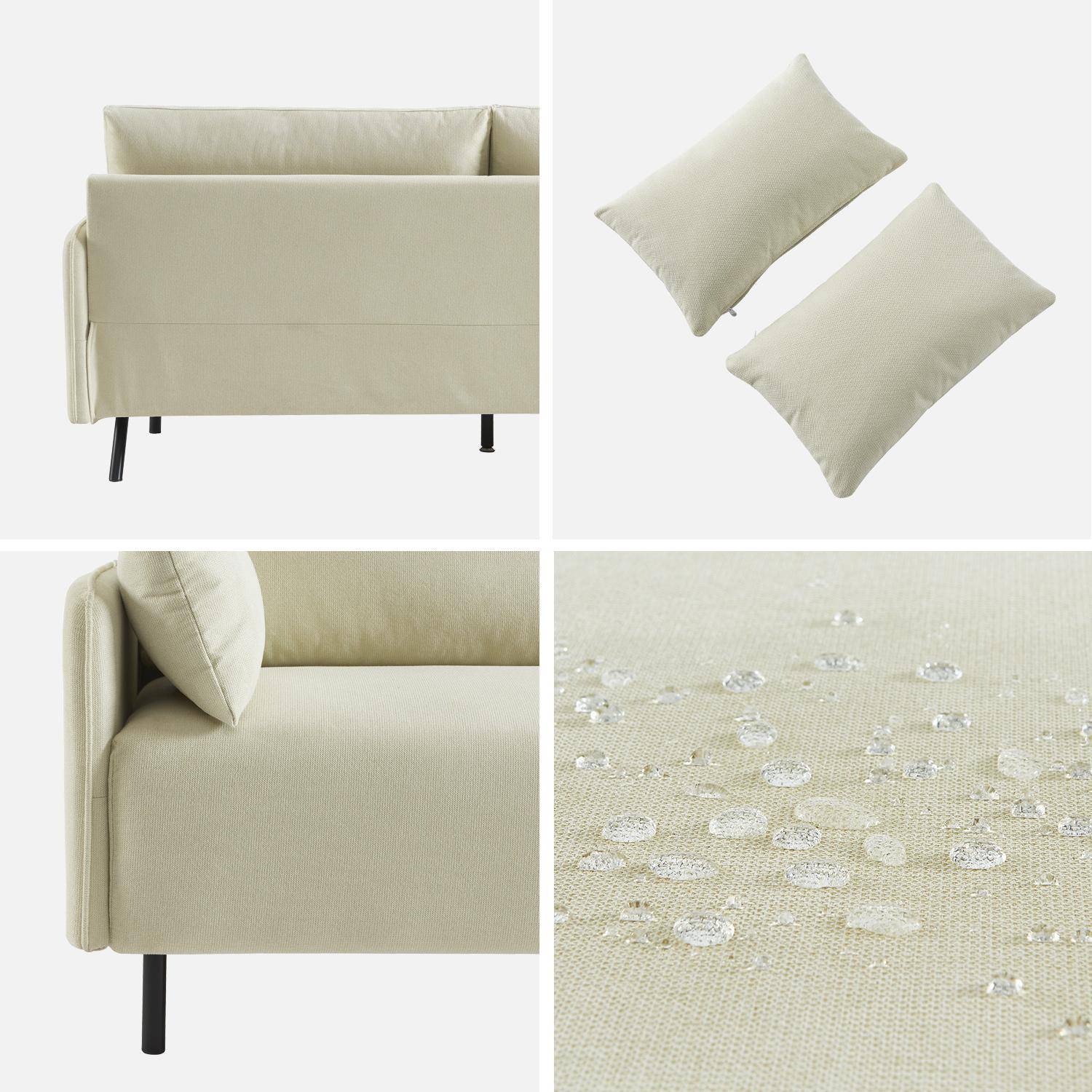  Canapé 3 places au tissu blanc crème déperlant avec pieds en métal noir Photo6