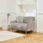 Skandinavisches 2-Sitzer-Sofa mit beigem Cordbezug, Schlaffunktion und verstellbarer Rückenlehne - Panam Photo1