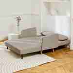 Skandinavisches 2-Sitzer-Sofa mit beigem Cordbezug, Schlaffunktion und verstellbarer Rückenlehne - Panam Photo2