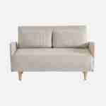 Skandinavisches 2-Sitzer-Sofa mit beigem Cordbezug, Schlaffunktion und verstellbarer Rückenlehne - Panam Photo4