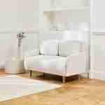 Scandinavische witte corduroy 2-zits slaapbank, Panam, houten poten, zitbank, verstelbare rugleuning Photo1