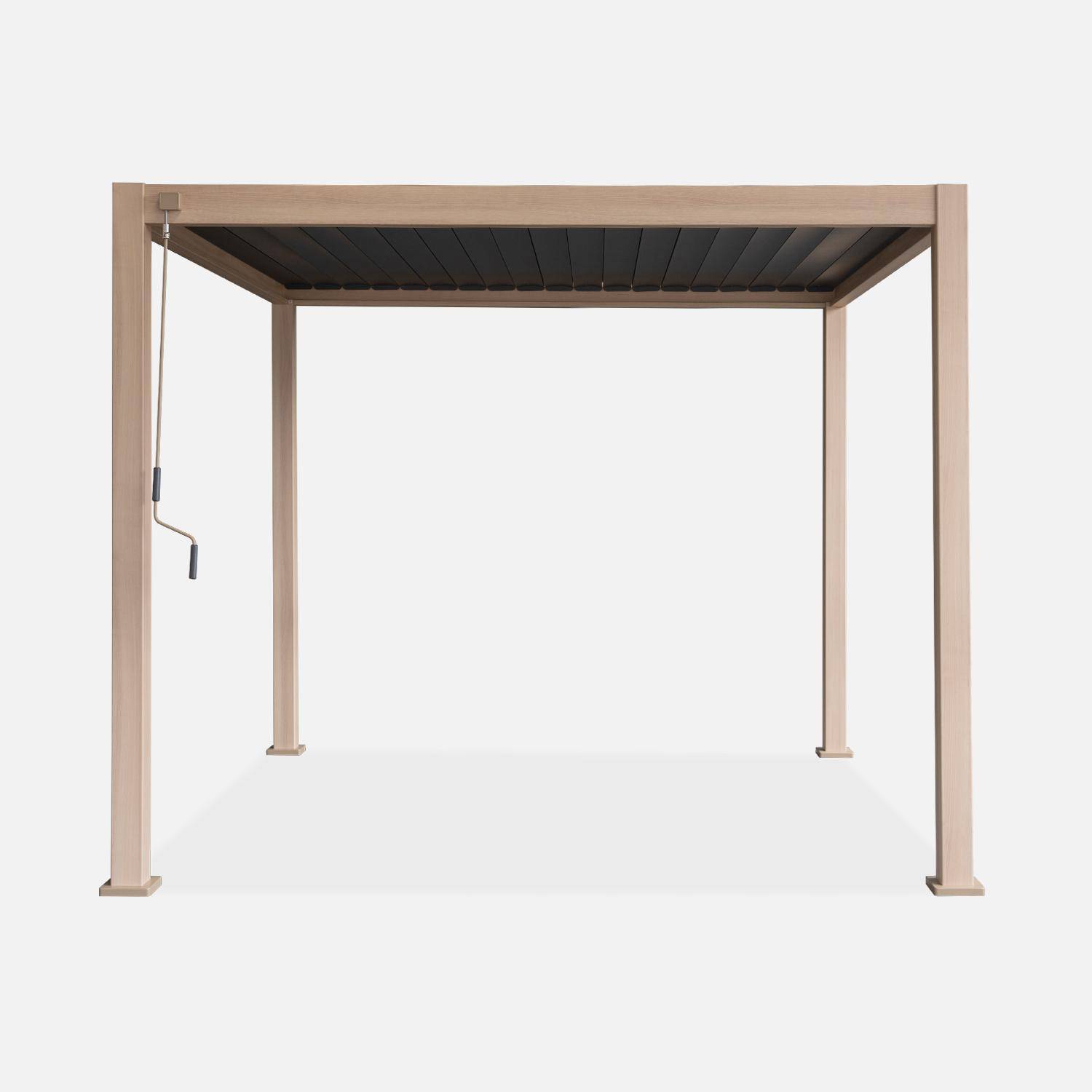 Pergola bioclimatique aluminium coloris bois Triomphe 3x3 m lames orientables,sweeek,Photo4
