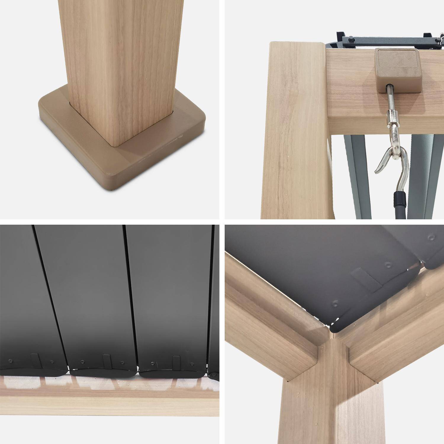 Pergola bioclimatique aluminium coloris bois Triomphe 3x3 m lames orientables,sweeek,Photo5