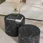 Set of 2 round marble-effect nesting coffee tables, black, Ø58 x H 40cm / Ø50 x H 33cm Photo2