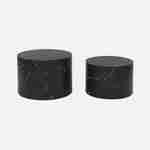 Set of 2 round marble-effect nesting coffee tables, black, Ø58 x H 40cm / Ø50 x H 33cm Photo4