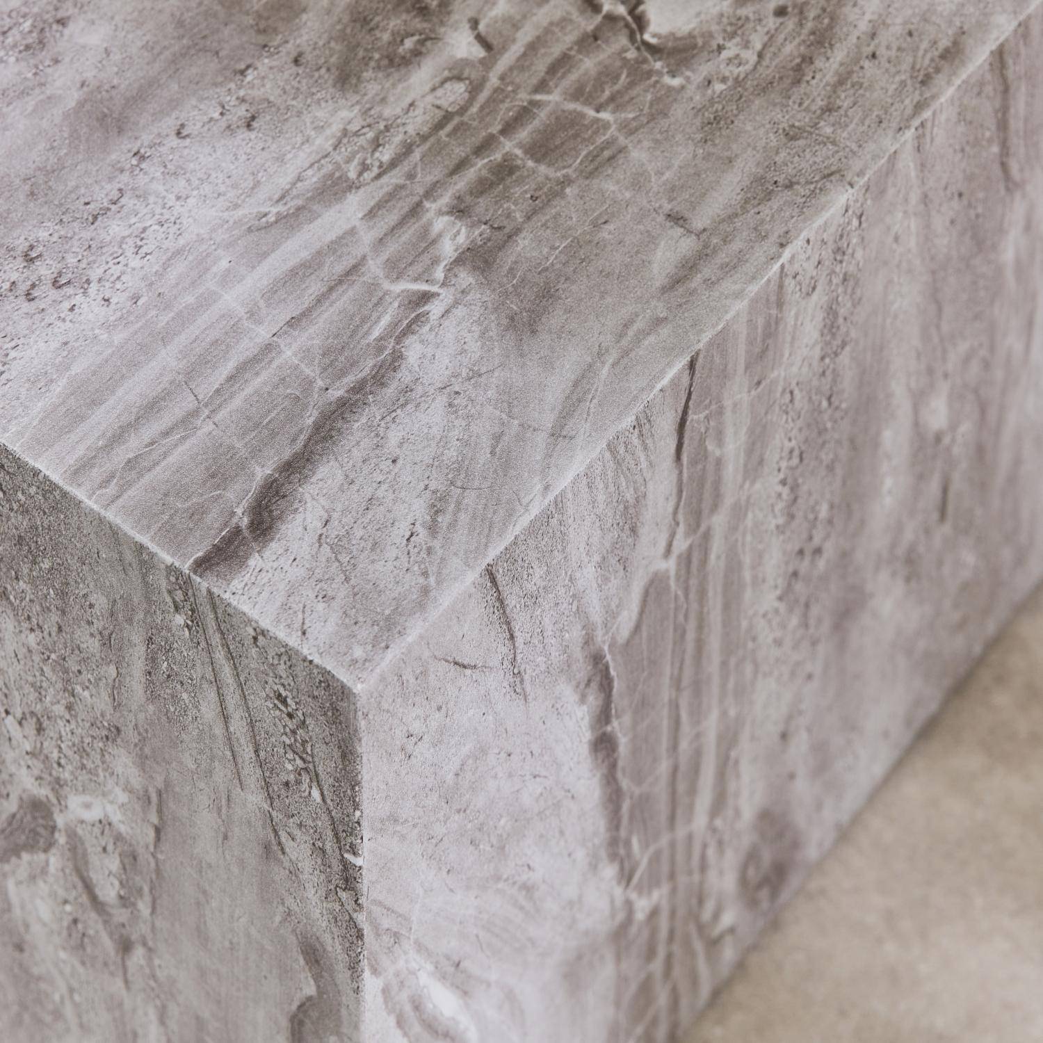 Set van 2 grijze salontafels met marmereffect, Paros, L 58 x B 58 x H 40cm / L 50 x B 50 x H 33cm Photo3