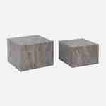 Lot de 2 tables basses effet marbre gris PAROS,  L 58 x l 58 x H 40cm / L 50 x l 50 x H 33cm Photo4