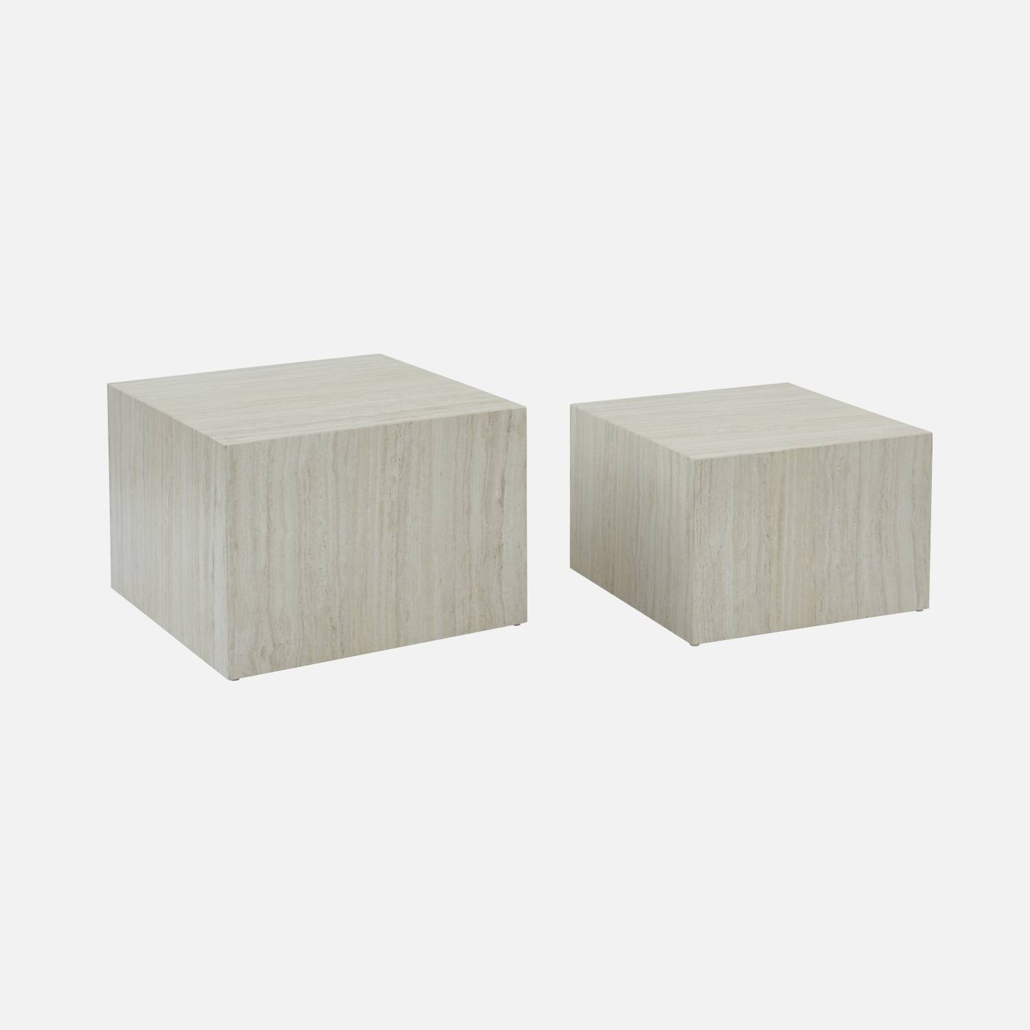 Salontafels met gebroken wit marmereffect (set van 2)