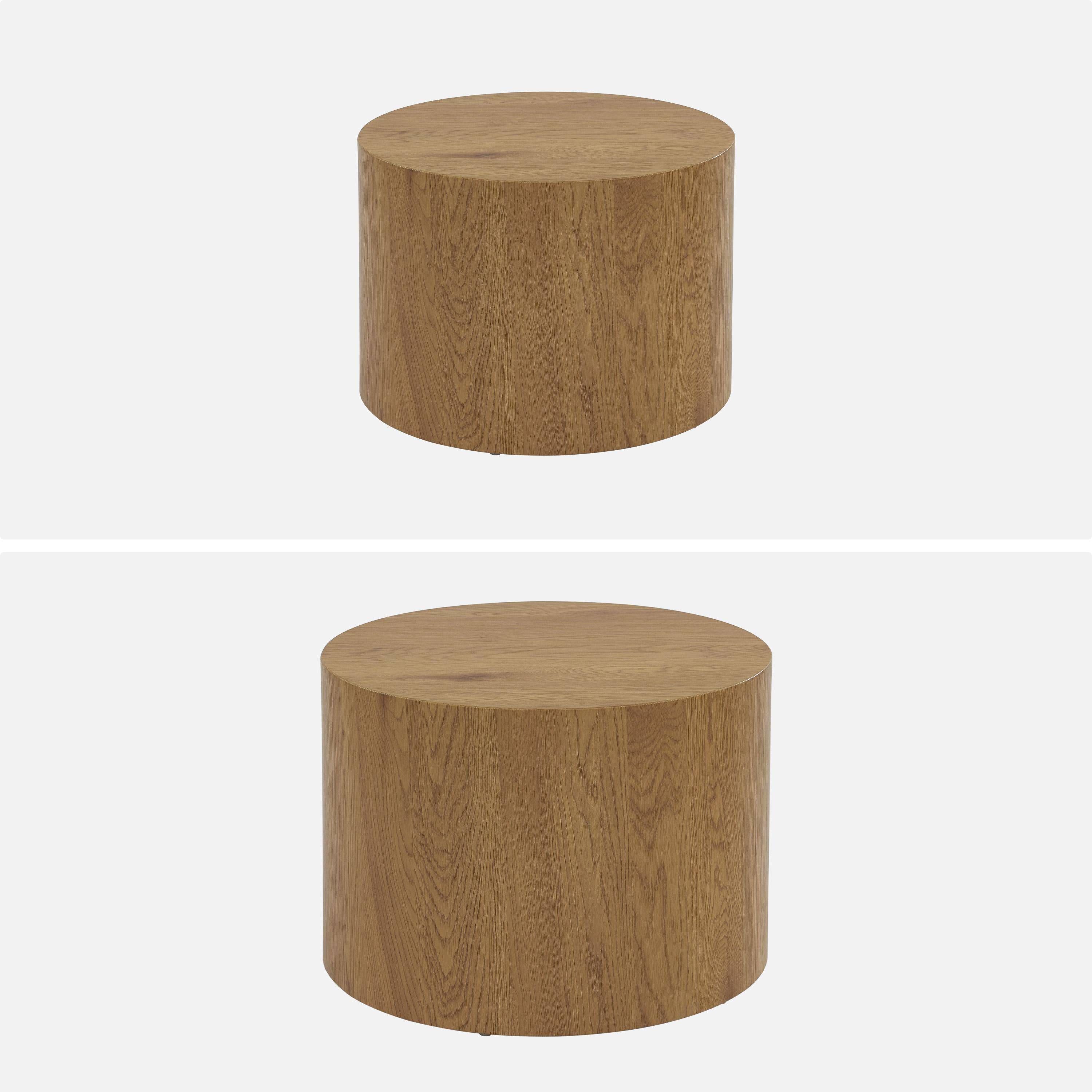 Set of 2 round oak-effect coffee tables, Ø58 x H 40cm / Ø50 x H 33cm SYLVA Photo5