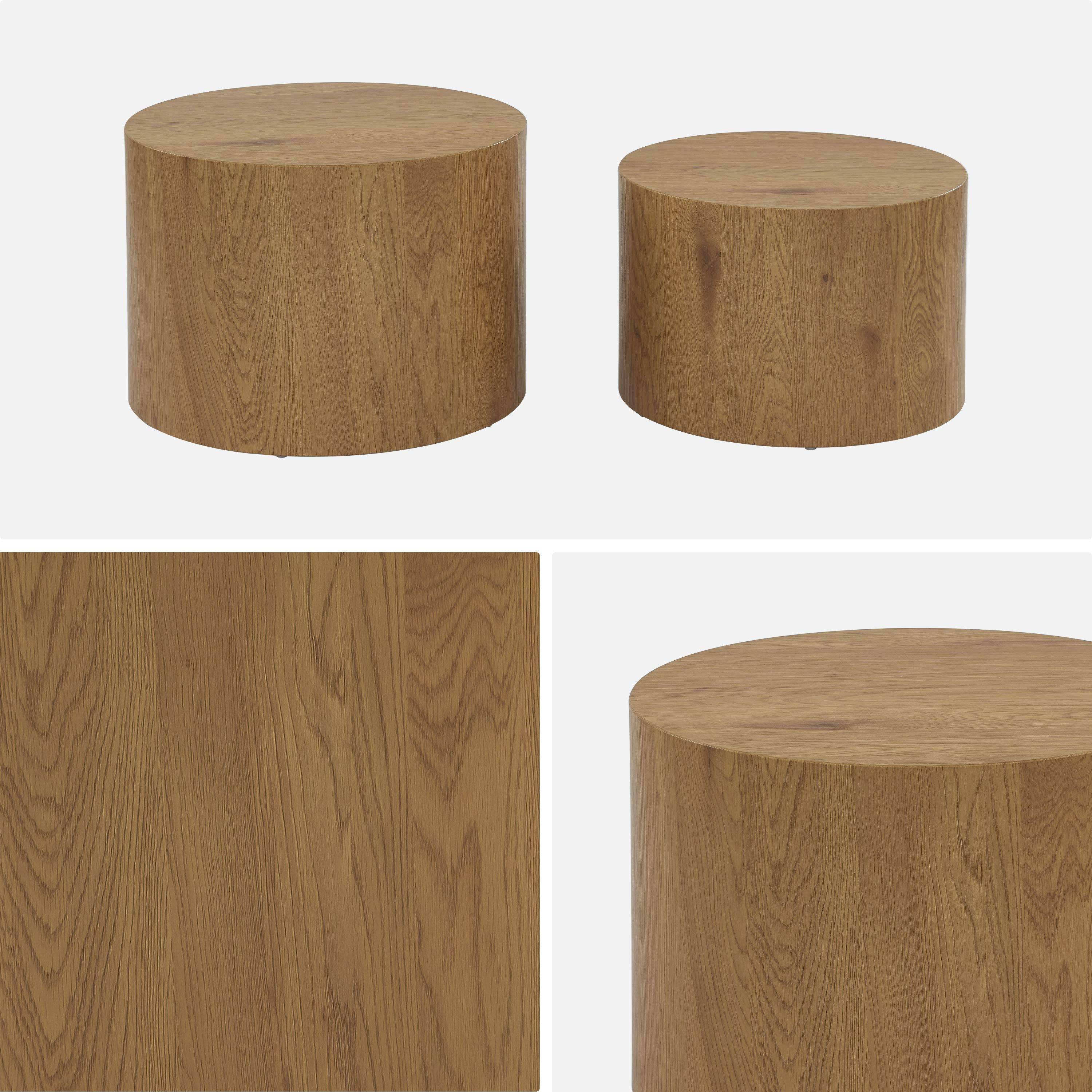 Set of 2 round oak-effect coffee tables, Ø58 x H 40cm / Ø50 x H 33cm SYLVA Photo6