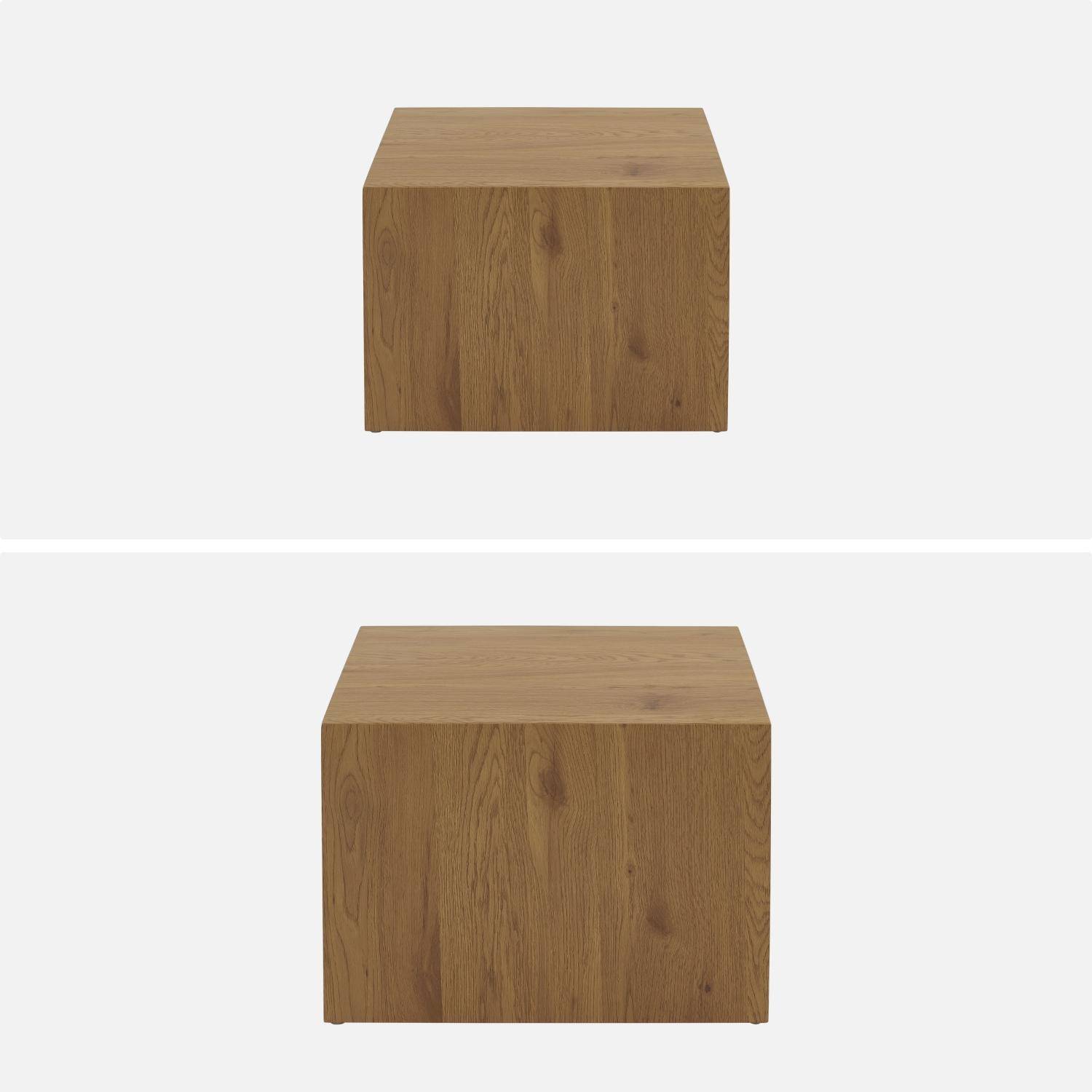 Set van 2 vierkante salontafels in essenhouteffect Sylva L 58 x B 58 x H 40cm / L 50 x B 50 x H 33cm,sweeek,Photo5