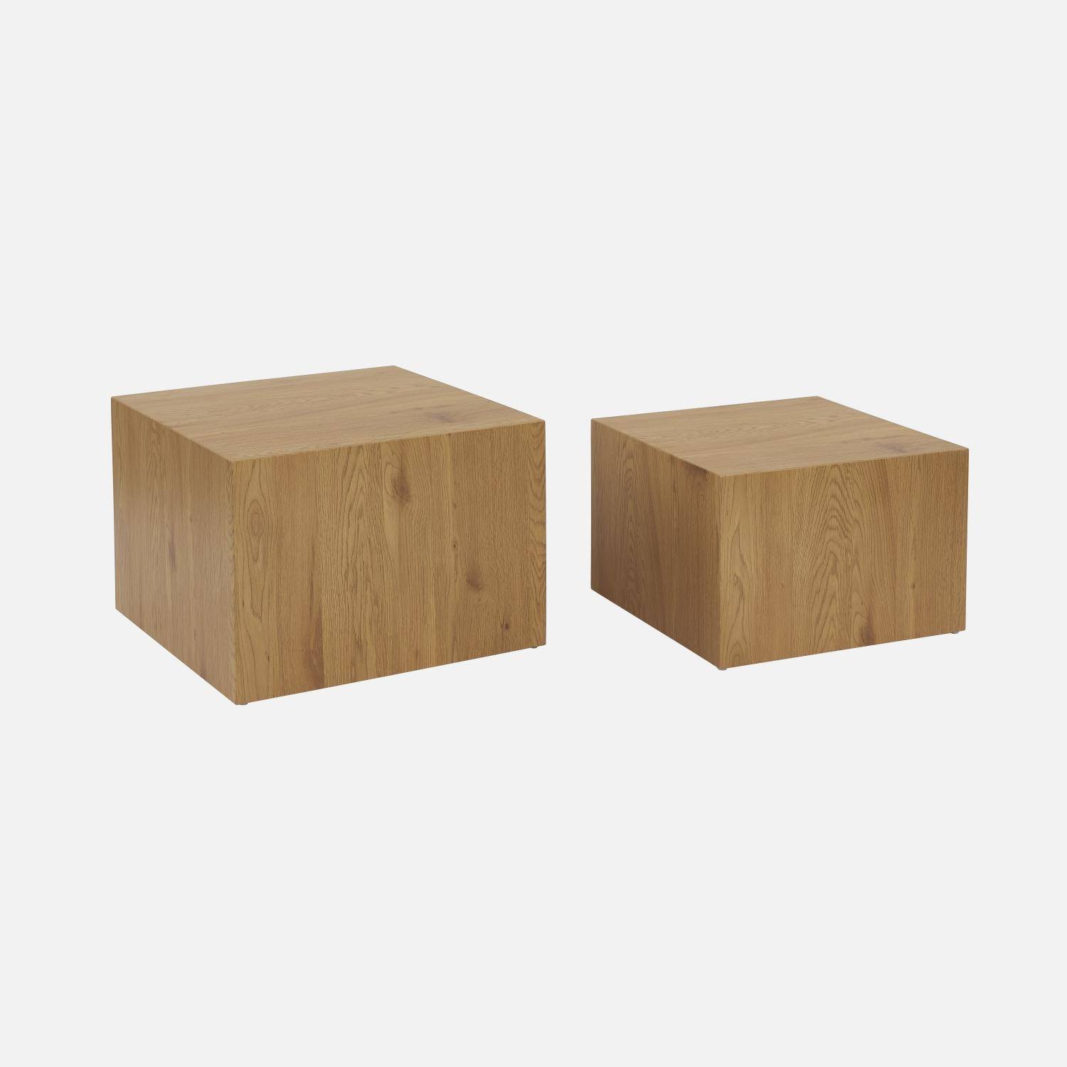 Set van 2 vierkante salontafels in essenhouteffect Sylva L 58 x B 58 x H 40cm / L 50 x B 50 x H 33cm Photo4