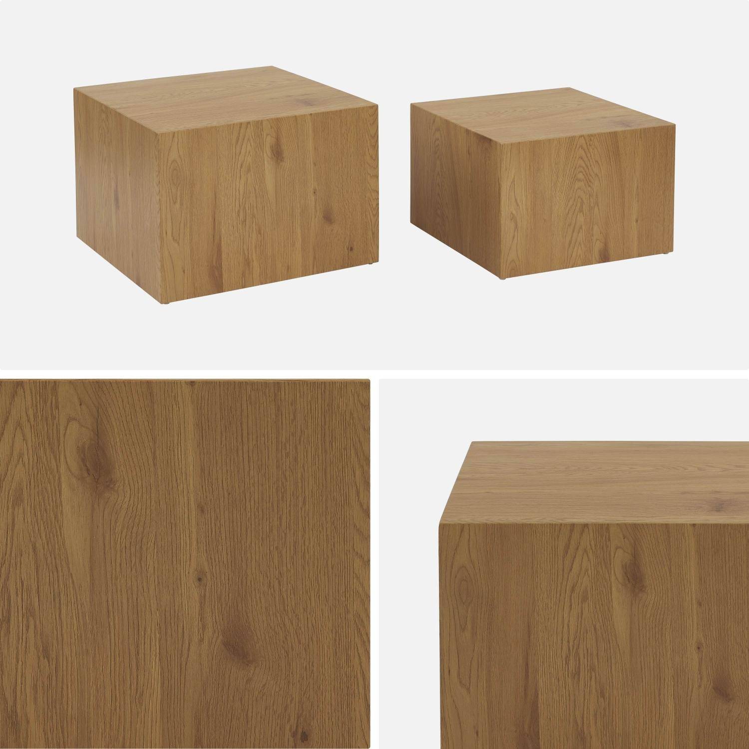Set van 2 vierkante salontafels in essenhouteffect Sylva L 58 x B 58 x H 40cm / L 50 x B 50 x H 33cm Photo6