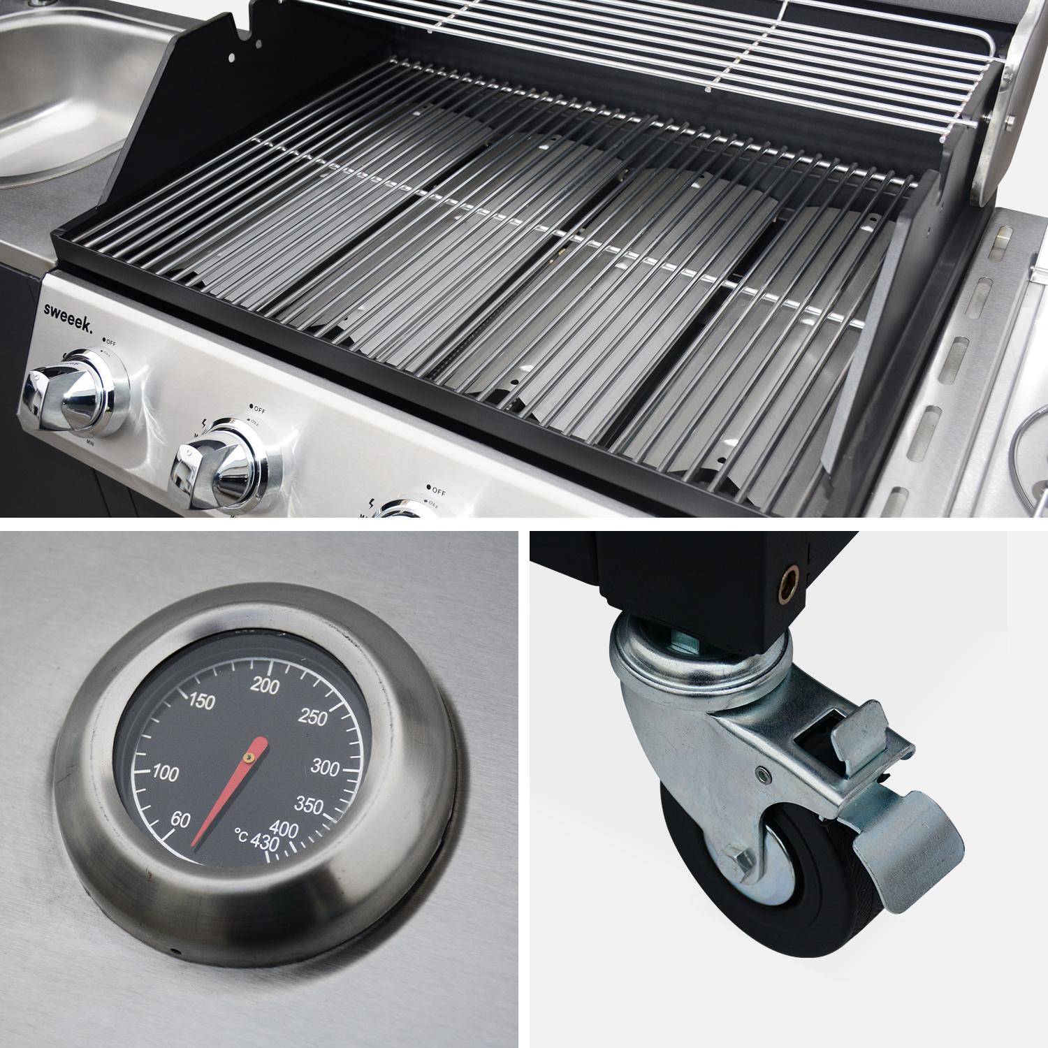 Barbecue a gas a 5 fuochi con 1 bruciatore laterale, D'Artagnan, Nero, 208.5x58x88 cm Photo9