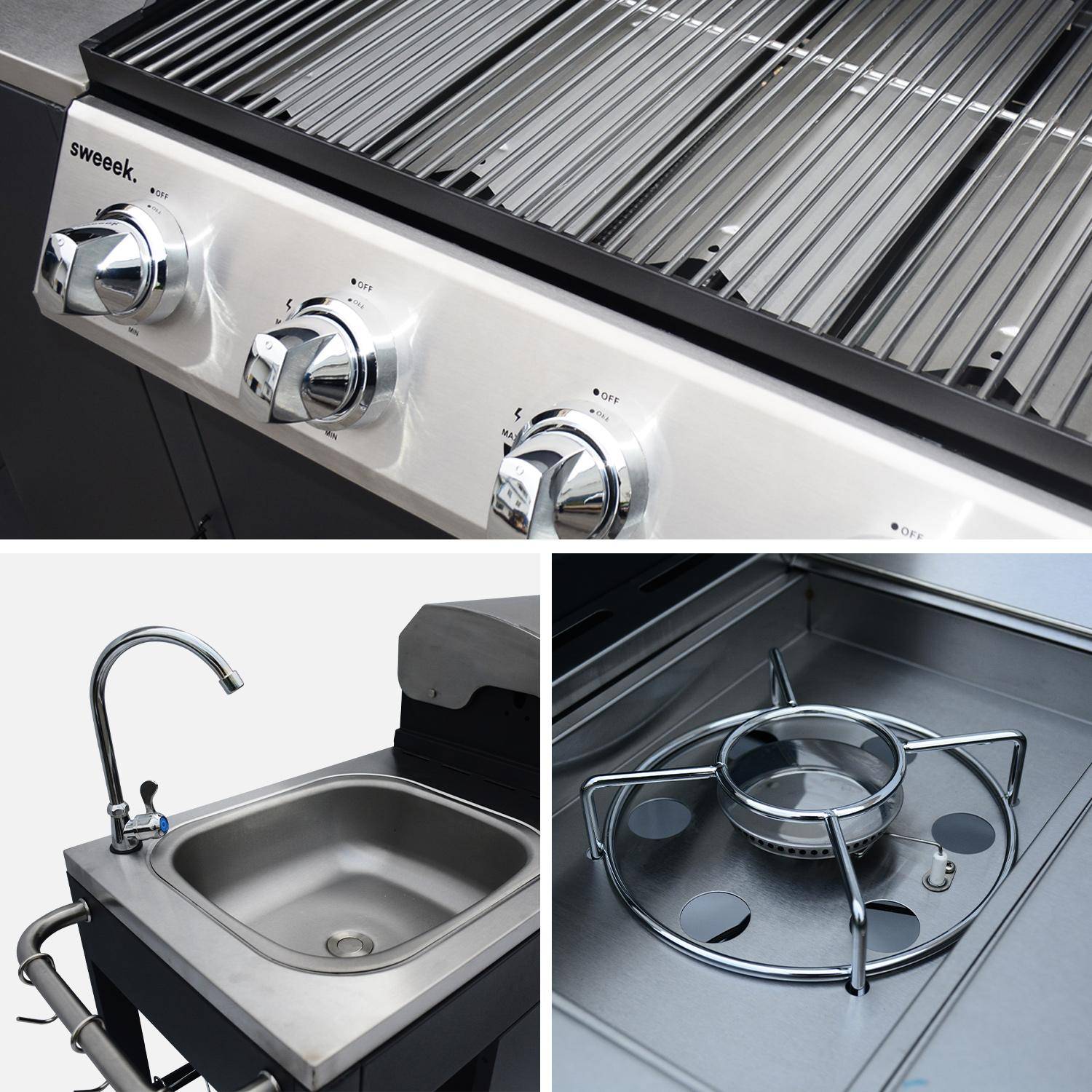 Barbecue a gas a 5 fuochi con 1 bruciatore laterale, D'Artagnan, Nero, 208.5x58x88 cm Photo7